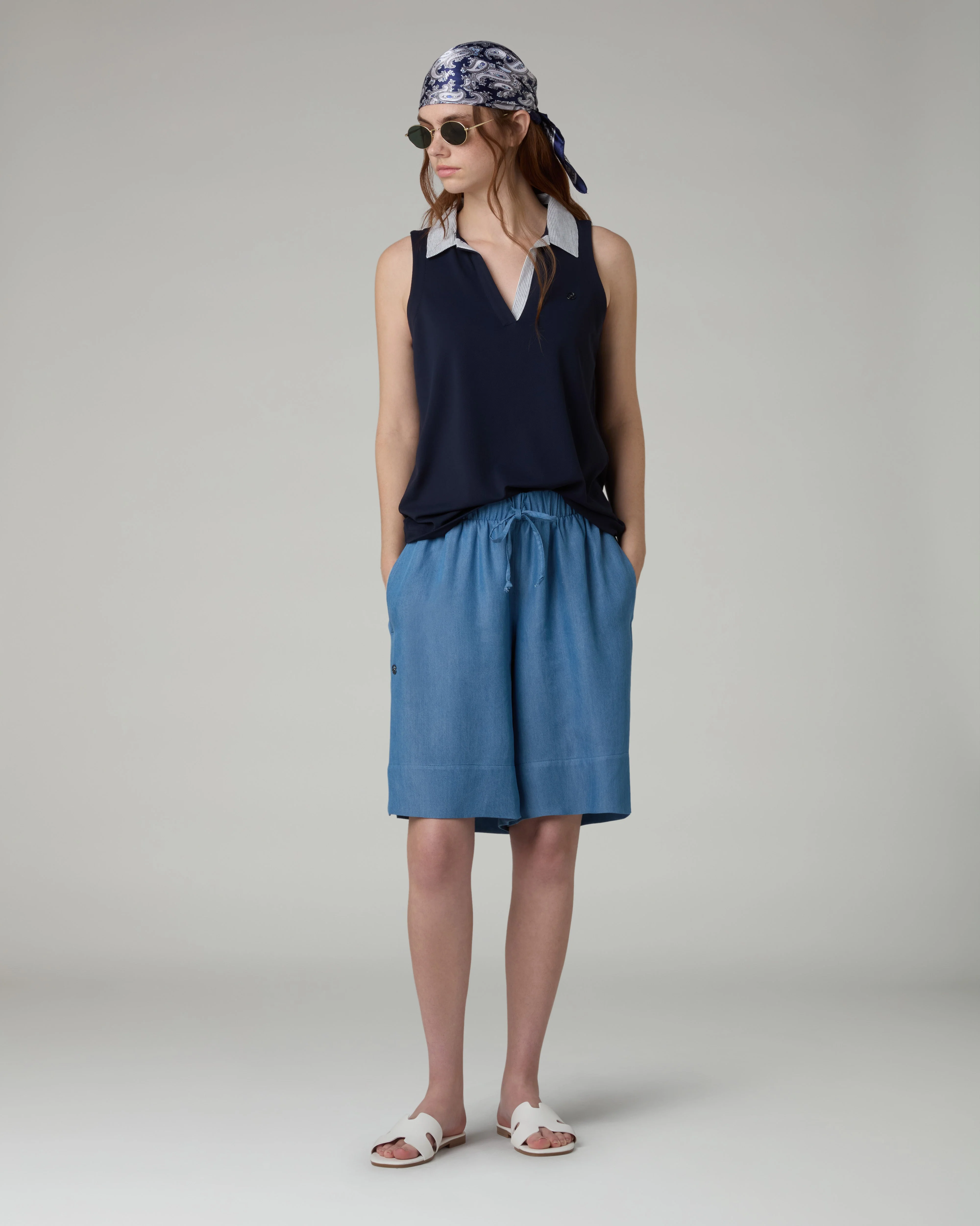 Sleeveless Polo Top